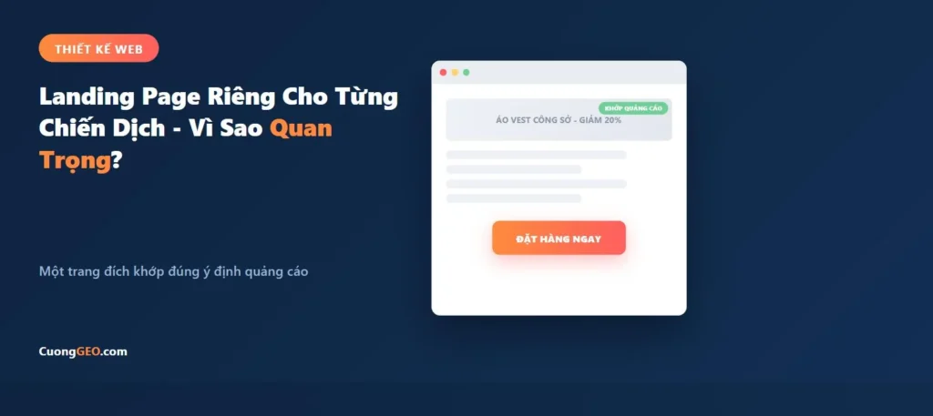 Landing page riêng cho từng chiến dịch quảng cáo giúp tăng tỷ lệ chuyển đổi